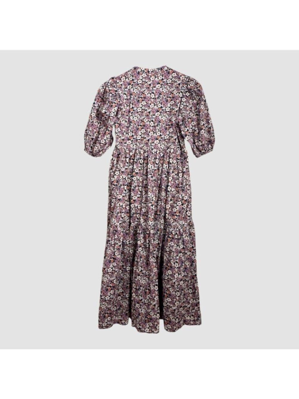 Uniqlo Floral Midi Dress Women’s Size S Cotton Pink Button Front Puff Sleeve - Picture 2 of 12
